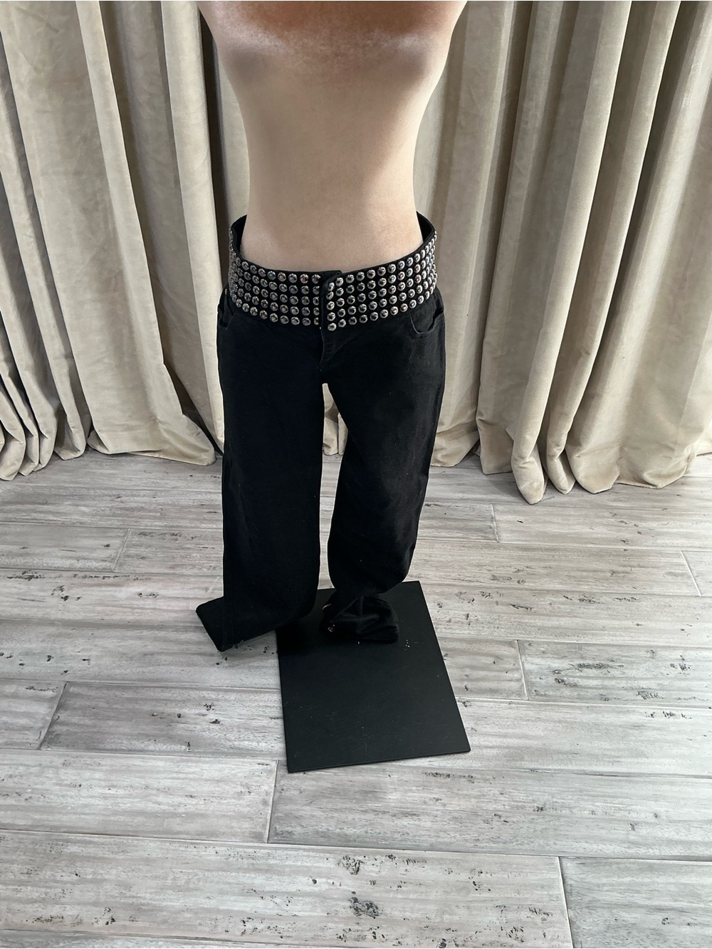 Gucci Black Straight-Leg Jeans with Studded Waistband